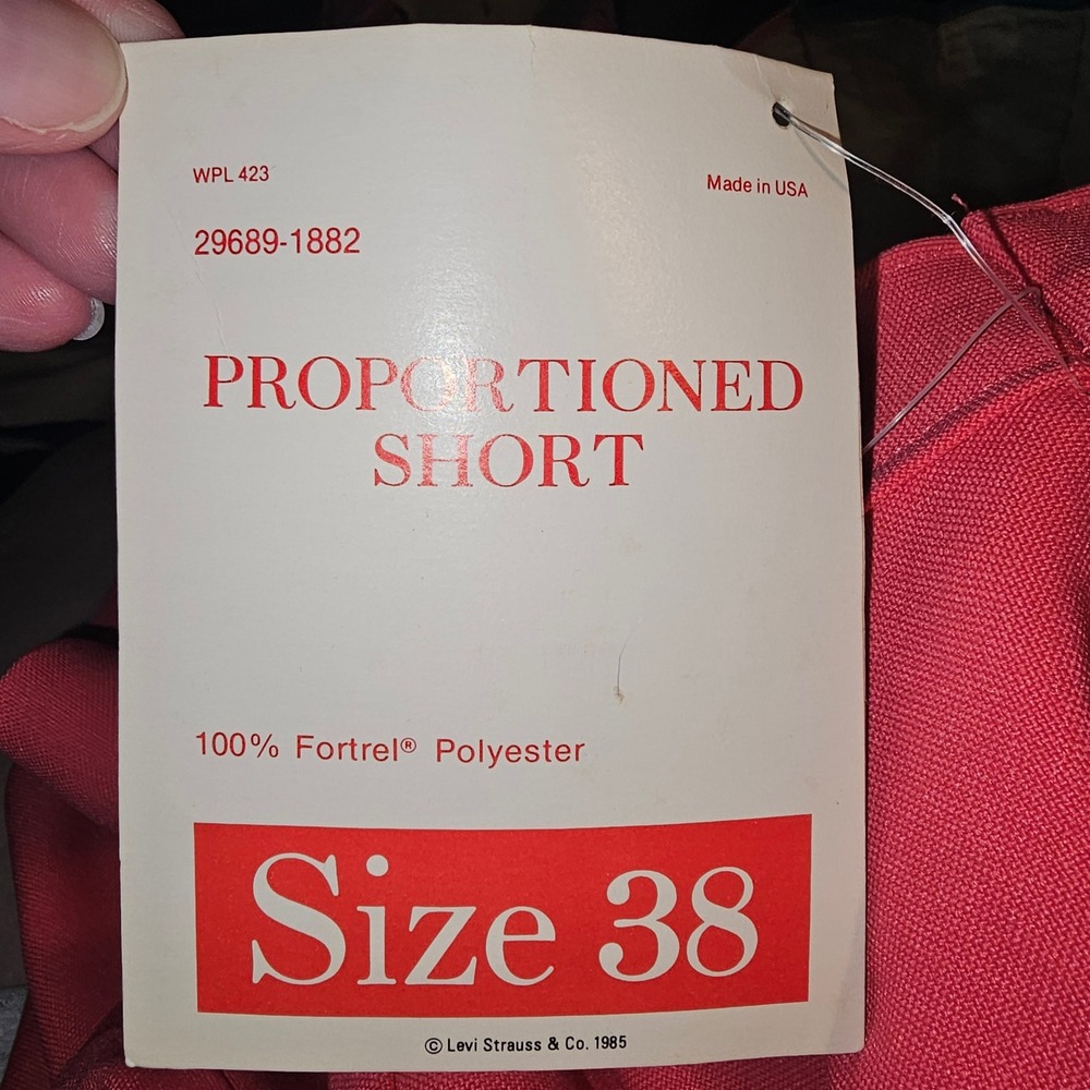 NWT Vintage 1985 Bend Over Levi Strauss & Co Womens Pink Pull‎ On Pants 38 NOS - Picture 6 of 6